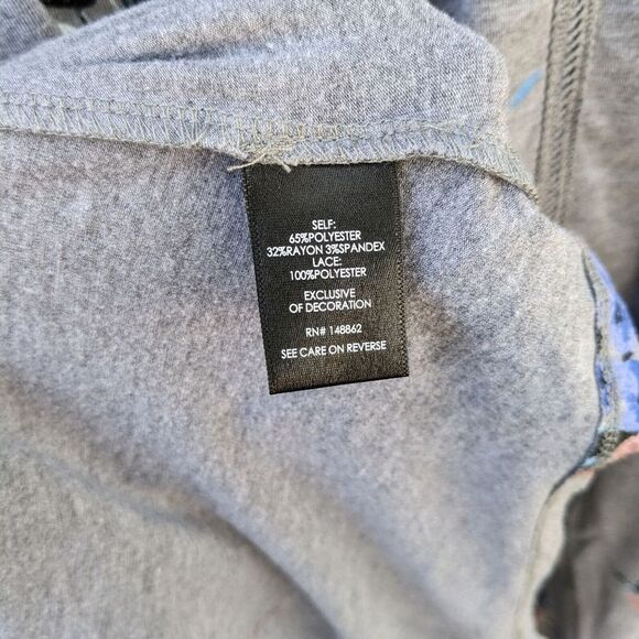 Mesh Bodice Jersey Knit Gray Floral Flowy Tank Dress Sz 00 M/L 10 Cottage Granny - Picture 8 of 8